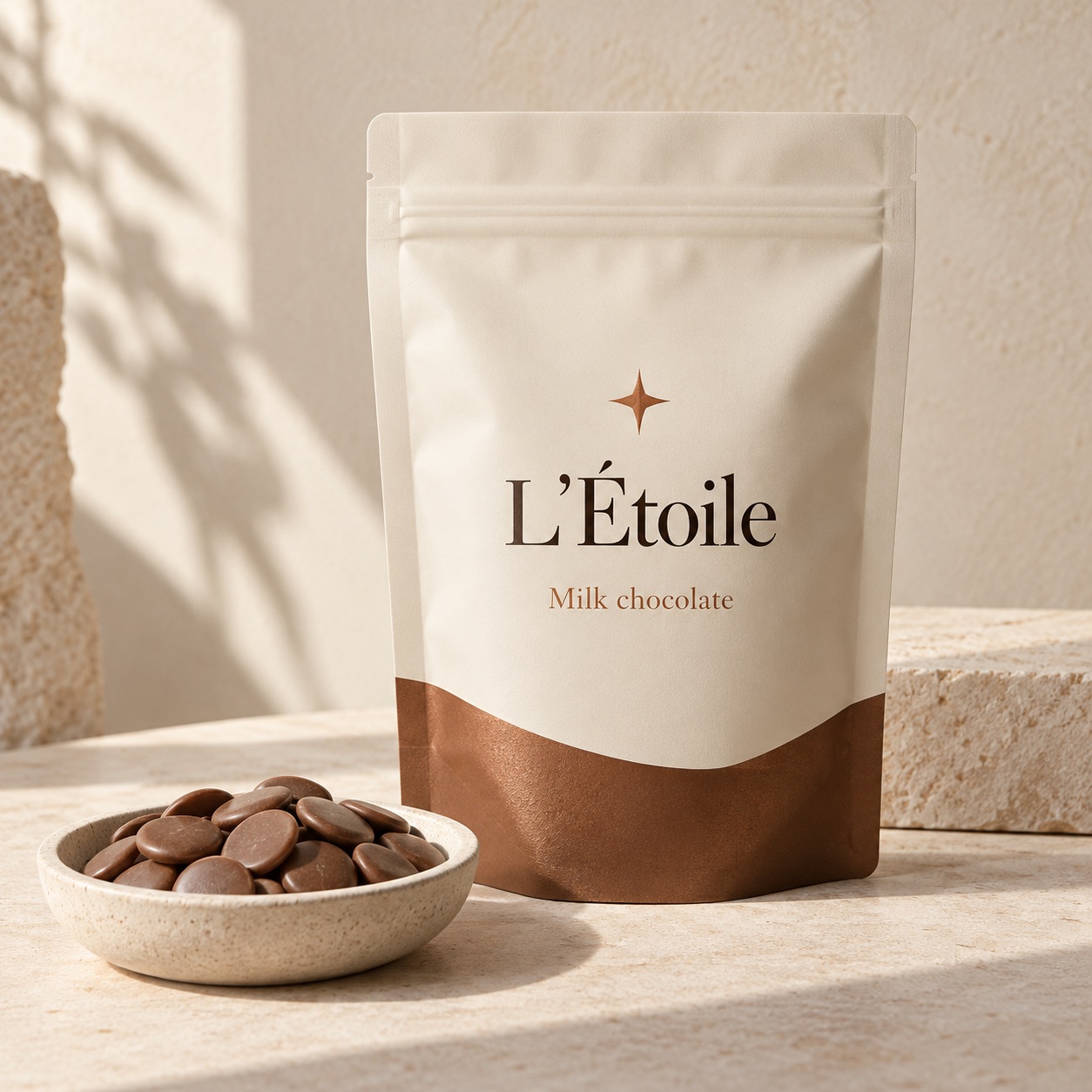 Royal milk chocolate callets — L’Étoile packaging concept